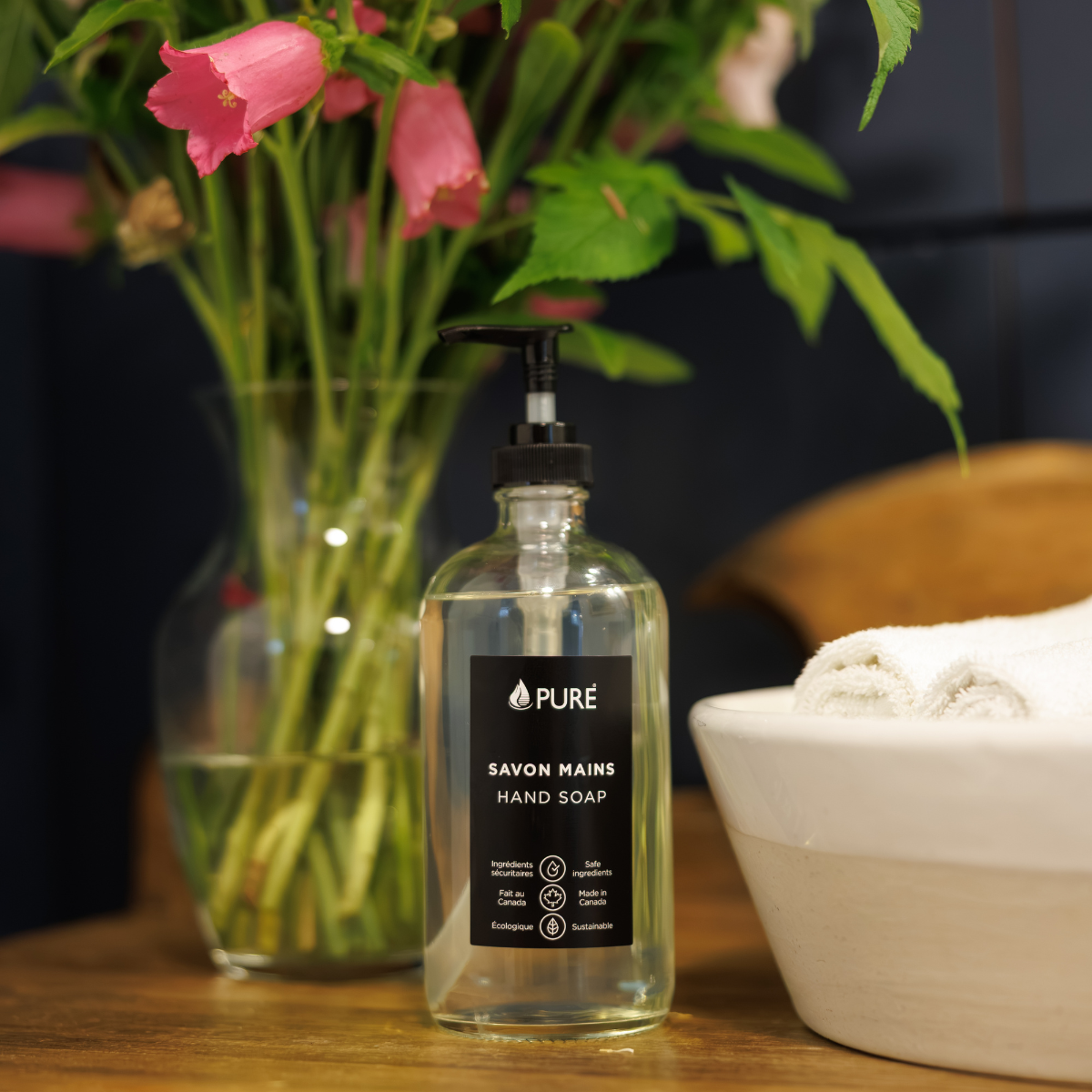 Savon à mains bouteille de verre arôme éphémère